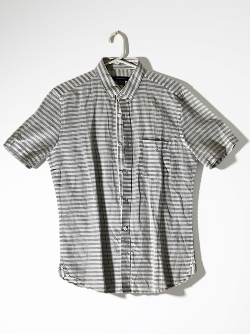 NWT French Connection Men's Linen Blend Stripe Shirt Gray M